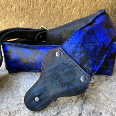 Sangle guitare, basse.  Blue flower