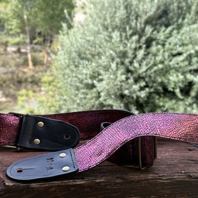 Sangle guitare acoustique, guitare basse. Cuir écaille rock